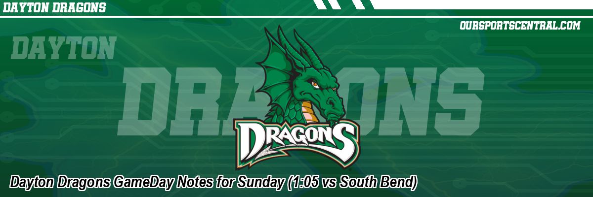 Dayton Dragons GameDay Notes for Sunday (1:05 vs South Bend)