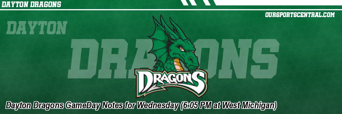 Dayton Dragons GameDay Notes for Wednesday (6:05 PM at West Michigan)