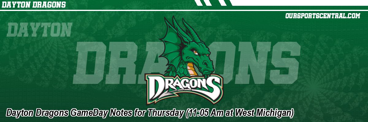 Dayton Dragons GameDay Notes for Thursday (11:05 Am at West Michigan)