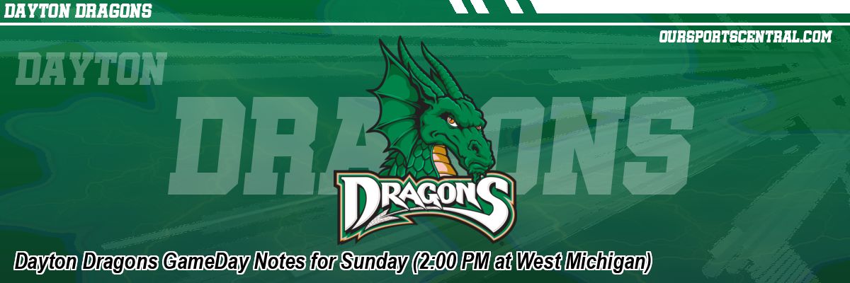 Dayton Dragons GameDay Notes for Sunday (2:00 PM at West Michigan)