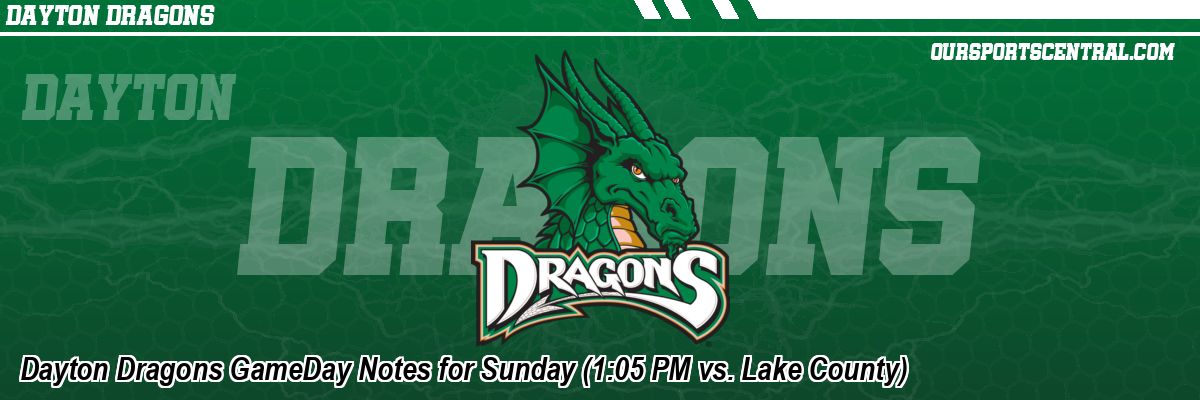 Dayton Dragons GameDay Notes for Sunday (1:05 PM vs. Lake County)