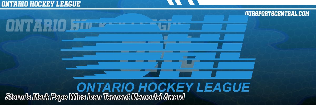 Storm's Mark Pape Wins Ivan Tennant Memorial Award