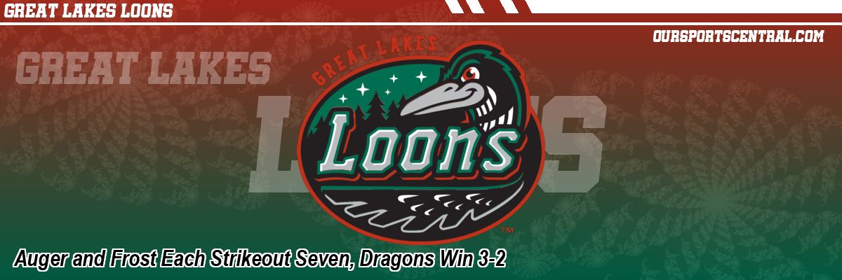 Auger and Frost Each Strikeout Seven, Dragons Win 3-2