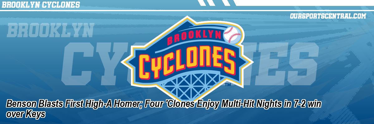 Benson Blasts First High-A Homer; Four 'Clones Enjoy Multi-Hit Nights in 7-2 win over Keys