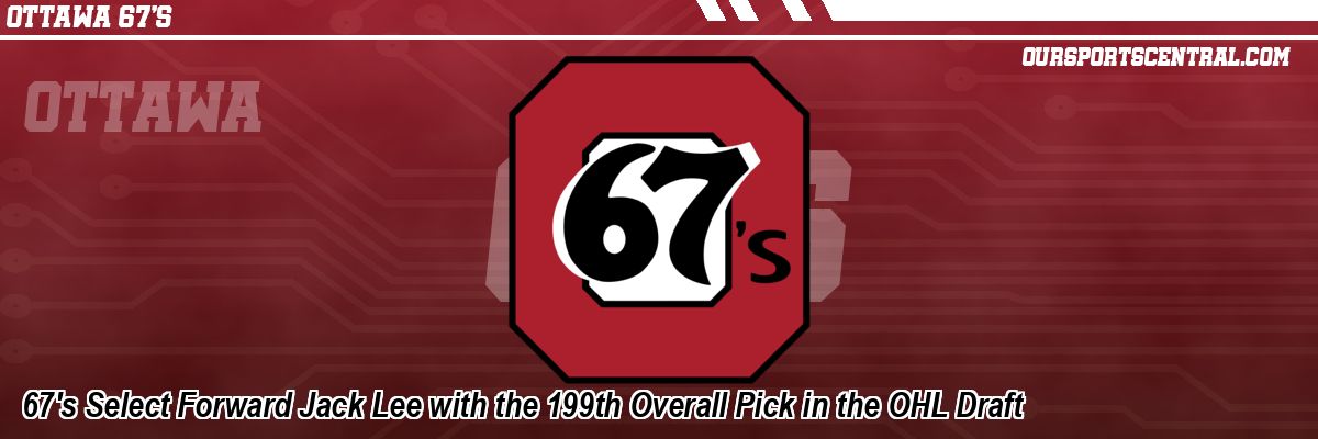67's Select Forward Jack Lee with the 199th Overall Pick in the OHL Draft