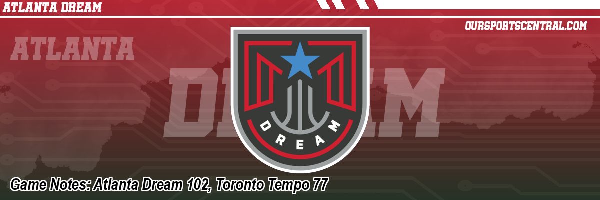 Game Notes: Atlanta Dream 102, Toronto Tempo 77
