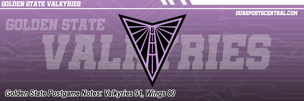 Golden State Postgame Notes: Valkyries 91, Wings 80