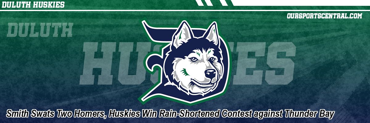 Smith Swats Two Homers, Huskies Win Rain-Shortened Contest against Thunder Bay
