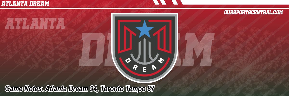 Game Notes: Atlanta Dream 94, Toronto Tempo 87