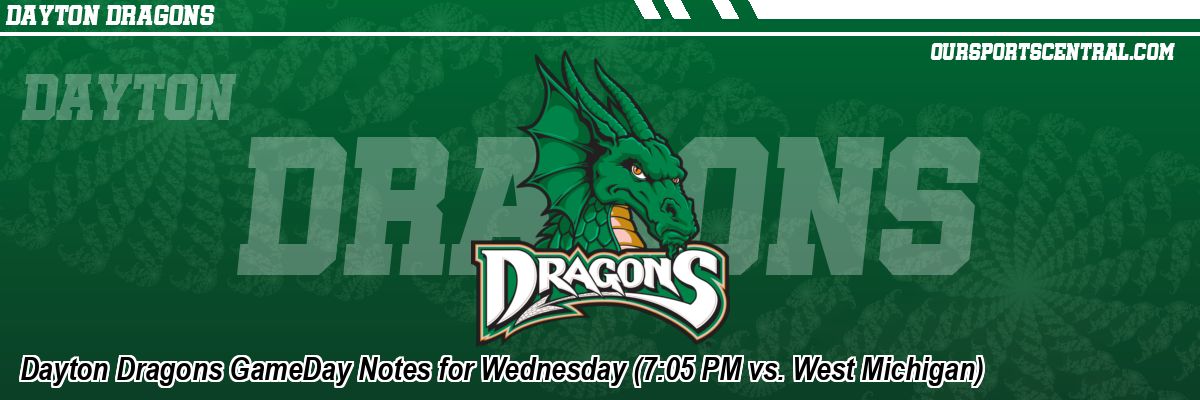 Dayton Dragons GameDay Notes for Wednesday (7:05 PM vs. West Michigan)