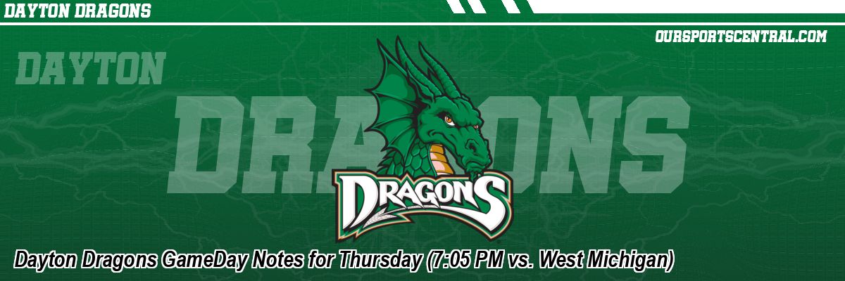 Dayton Dragons GameDay Notes for Thursday (7:05 PM vs. West Michigan)