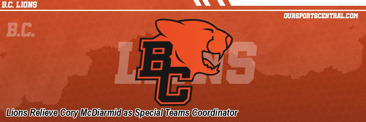 Lions Relieve Cory McDiarmid as Special Teams Coordinator