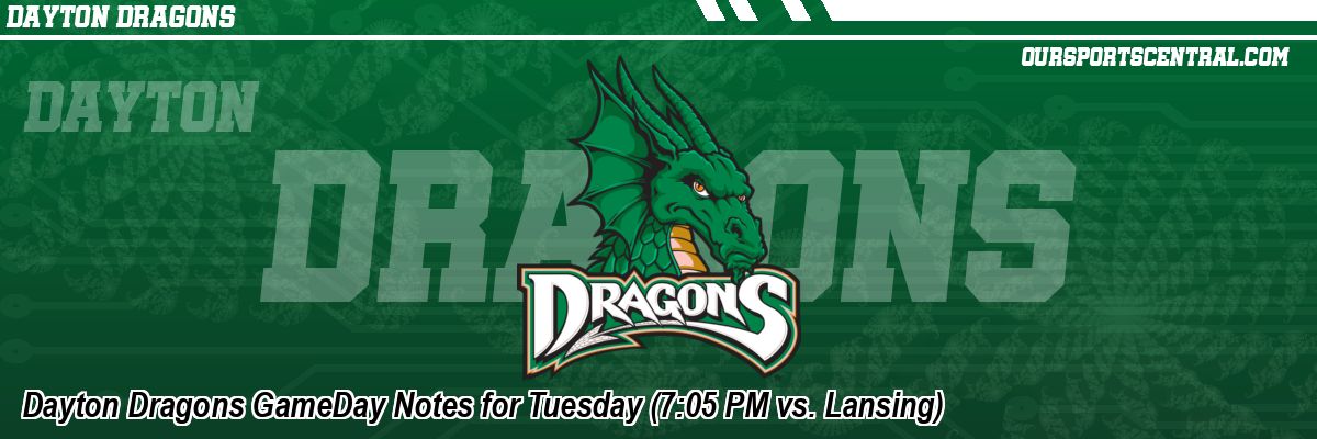Dayton Dragons GameDay Notes for Tuesday (7:05 PM vs. Lansing)