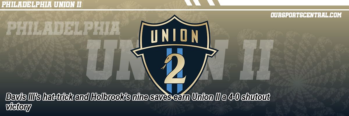 Davis III's hat-trick and Holbrook's nine saves earn Union II a 4-0 shutout victory