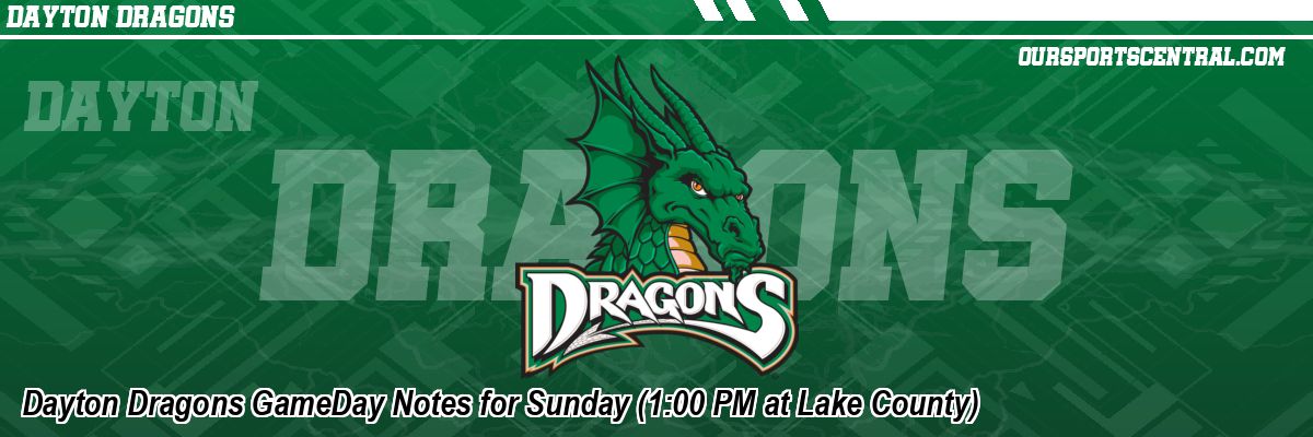 Dayton Dragons GameDay Notes for Sunday (1:00 PM at Lake County)