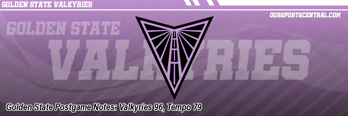Golden State Postgame Notes: Valkyries 96, Tempo 79