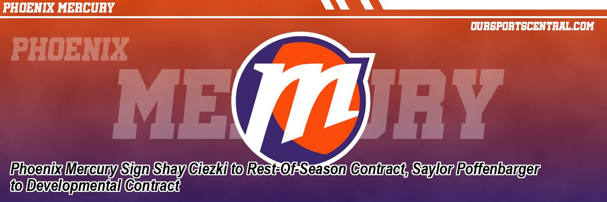 Phoenix Mercury Sign Shay Ciezki to Rest-Of-Season Contract, Saylor Poffenbarger to Developmental Contract